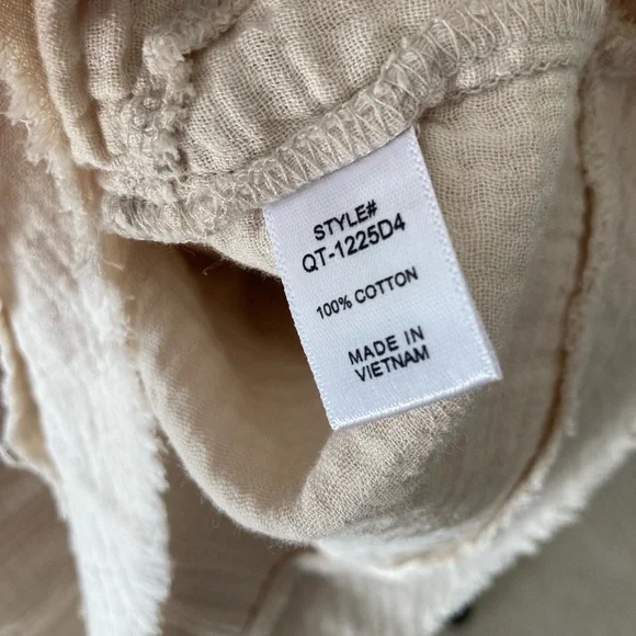 Zenana Gauze Top BONE NEW  gauzy cotton Short Sleeve - Picture 5 of 5